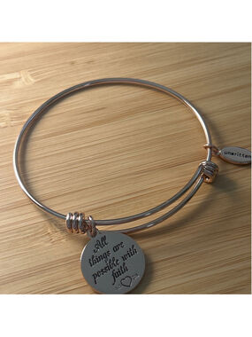 Women's Unwritten Rose Gold Tone Faith Charm Bracelet One Size